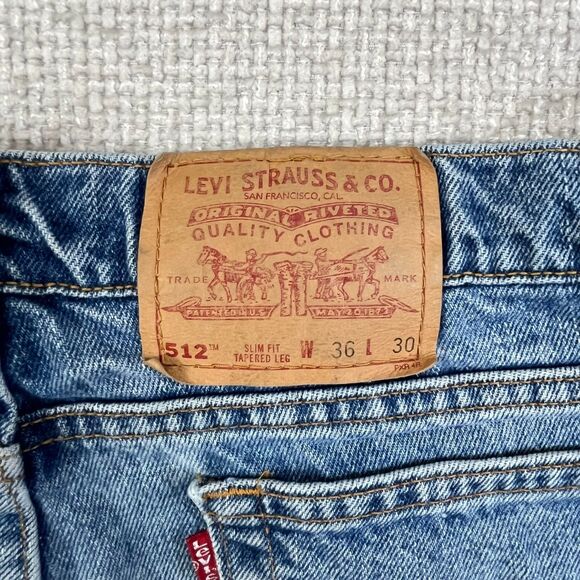 Vintage Levi's 512 Jeans Men's 36x30 (Actual 34x29) Slim Tapered Blue Denim USA - Picture 6 of 14